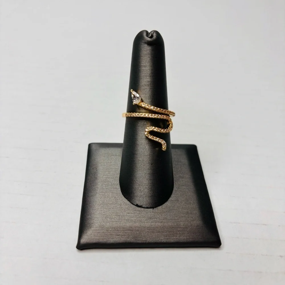 ADORNIA 14K Gold Plated Swarovski Crystal  Accented Winding Snake Ring Size 7